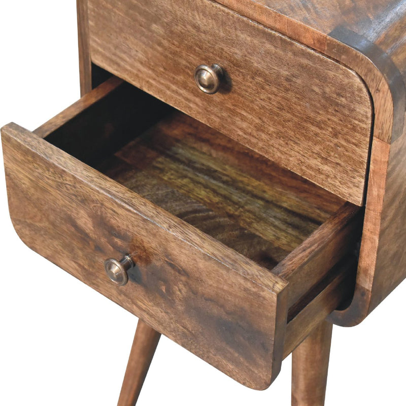 Mini Curved Grey Washed nightstand Artisan