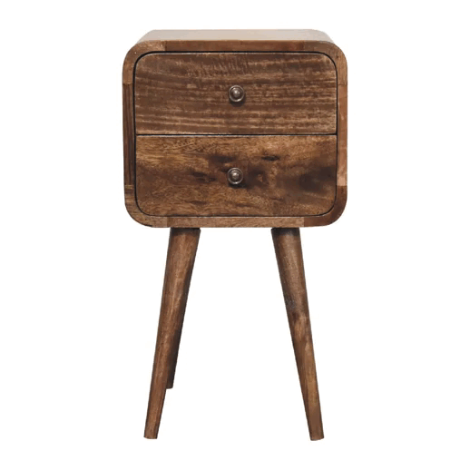 Mini Curved Grey Washed nightstand Artisan
