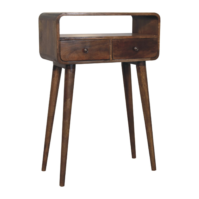 Mini Grey-wash Curved Console Table