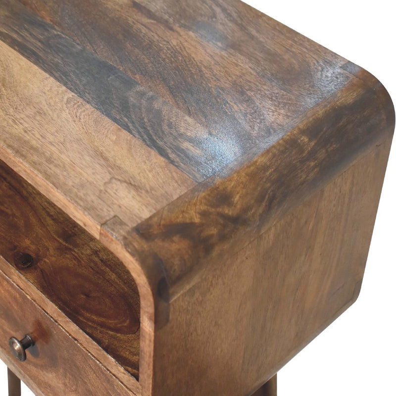 Mini Grey-wash Curved Console Table