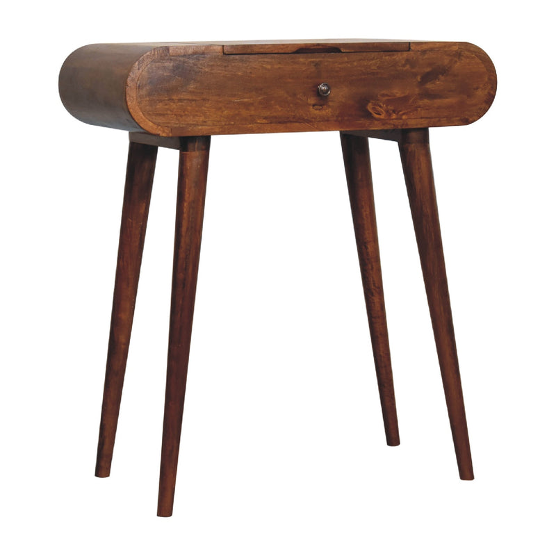 Mini Round Chestnut Fold Vanity Table Artisan