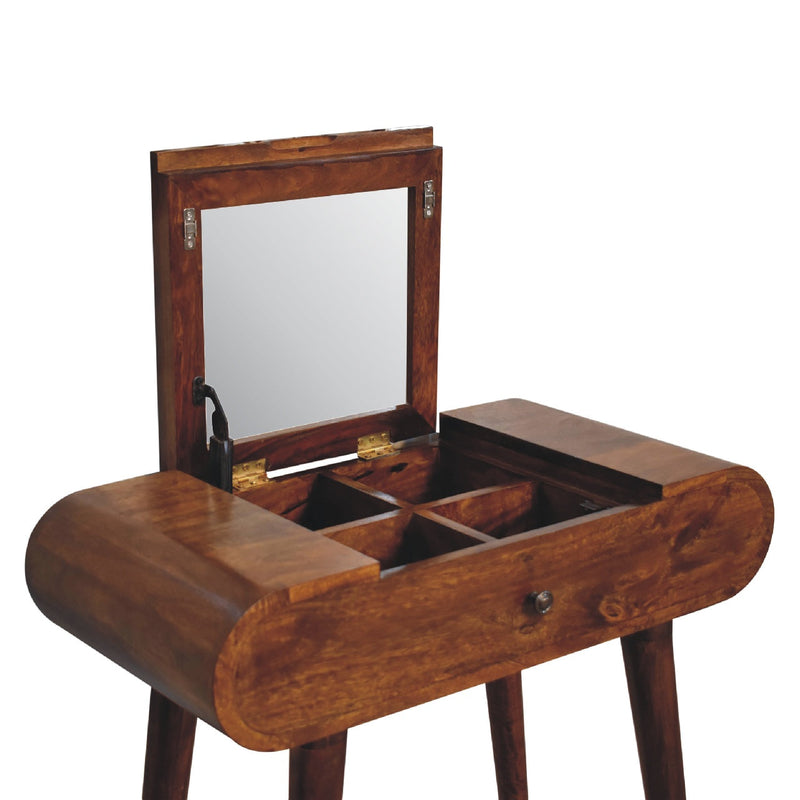 Mini Round Chestnut Fold Vanity Table Artisan