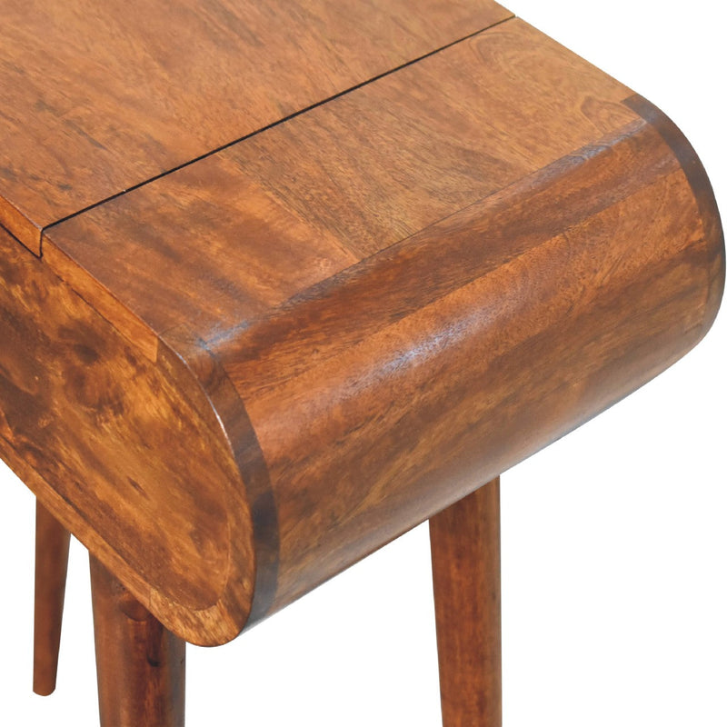 Mini Round Chestnut Fold Vanity Table Artisan