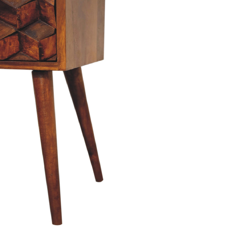 Mini Chestnut Cube 2 Drawer nightstand Artisan