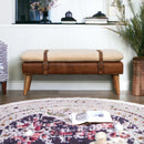 Boucle Buffalo Hide Leather Bench Artisan