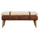 Boucle Buffalo Hide Leather Bench Artisan