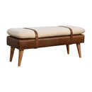 Boucle Buffalo Hide Leather Bench Artisan