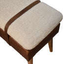 Boucle Buffalo Hide Leather Bench Artisan