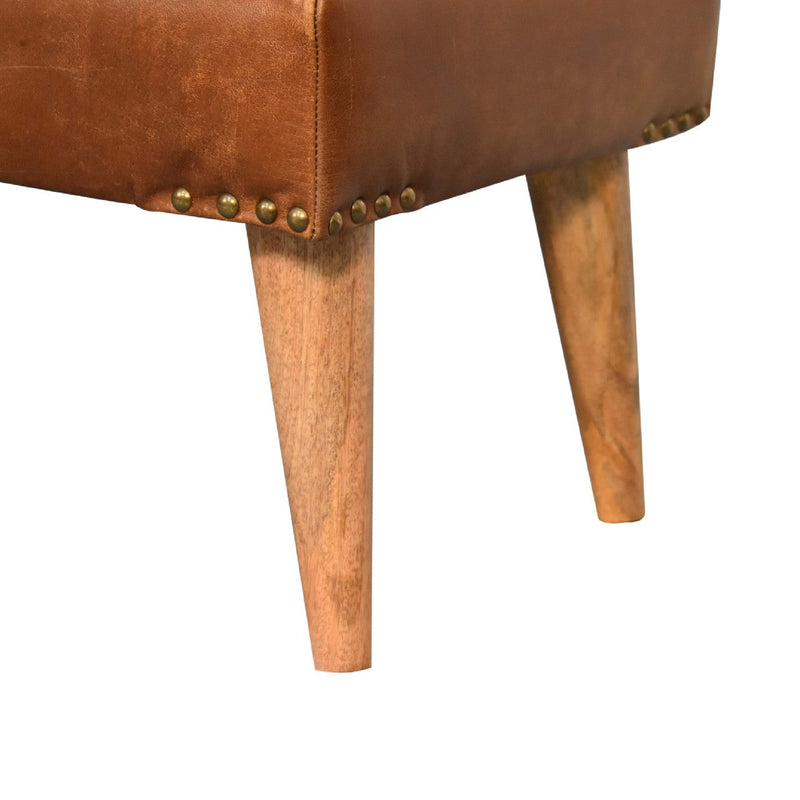 Boucle Buffalo Hide Leather Bench Artisan