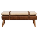 Boucle Buffalo Hide Leather Bench Artisan