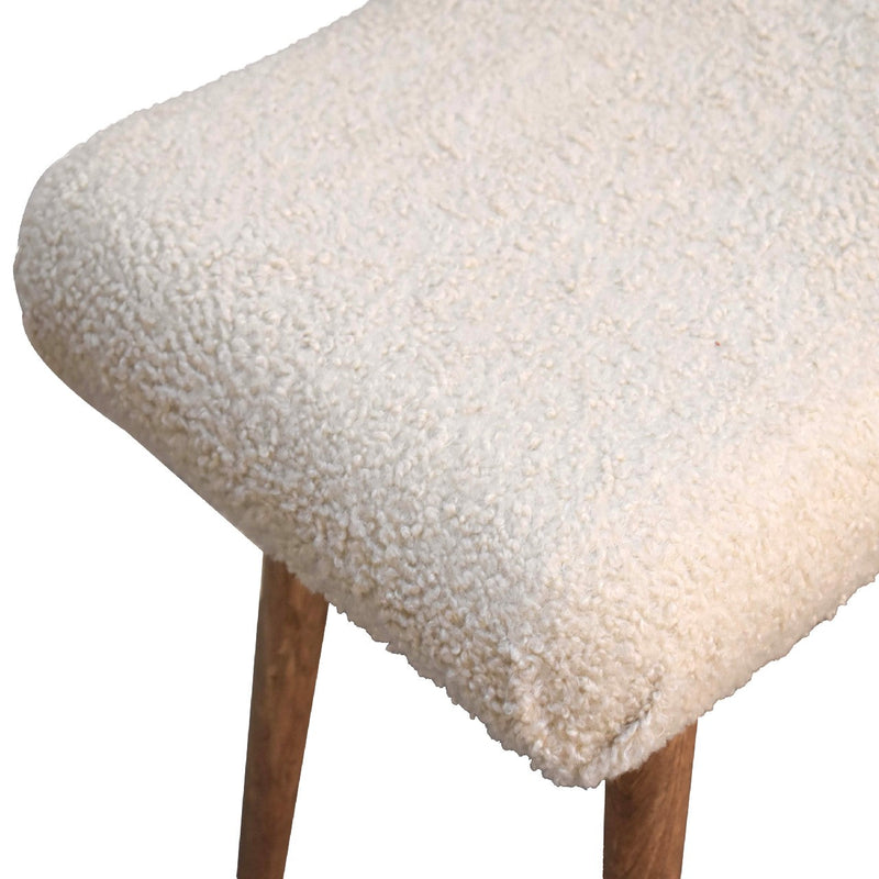 Boucle Cream Curved Bench Artisan