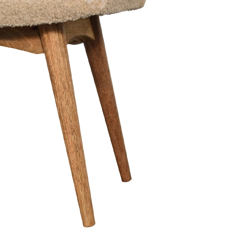 Boucle Cream Curved Bench Artisan