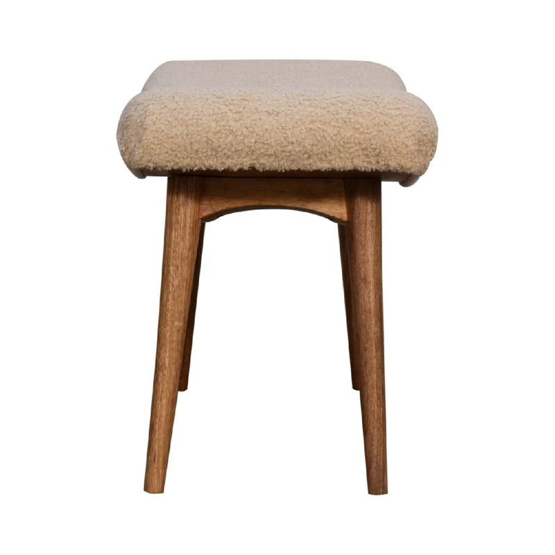 Boucle Cream Curved Bench Artisan