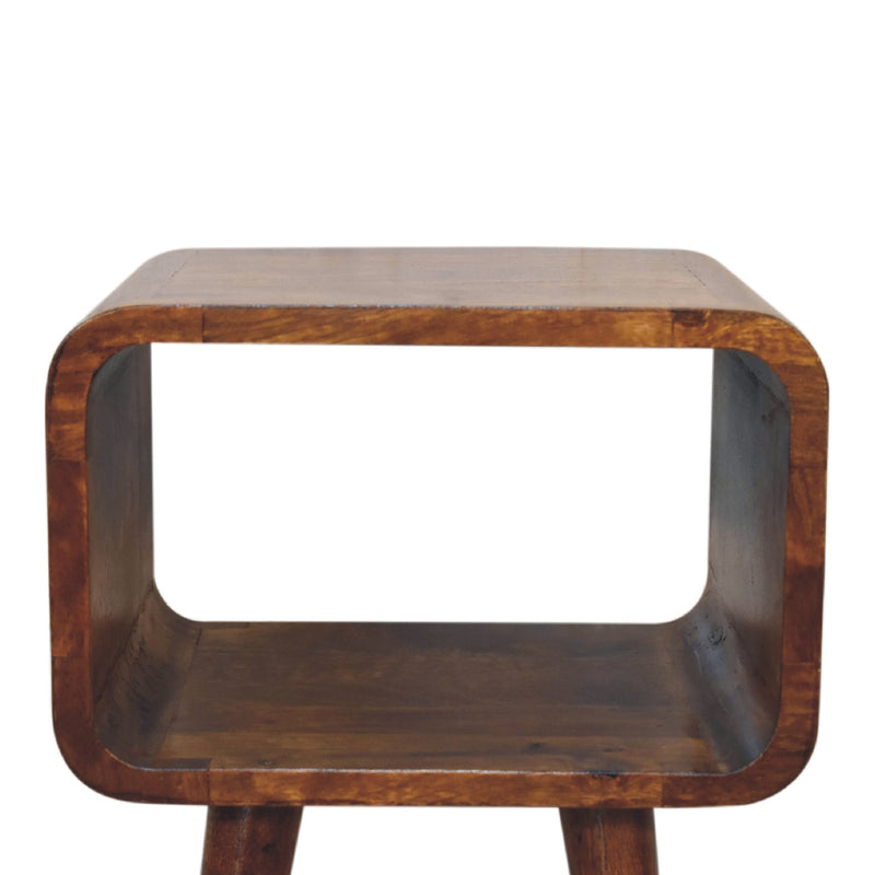 Mini Chestnut Curved Open nightstand Artisan