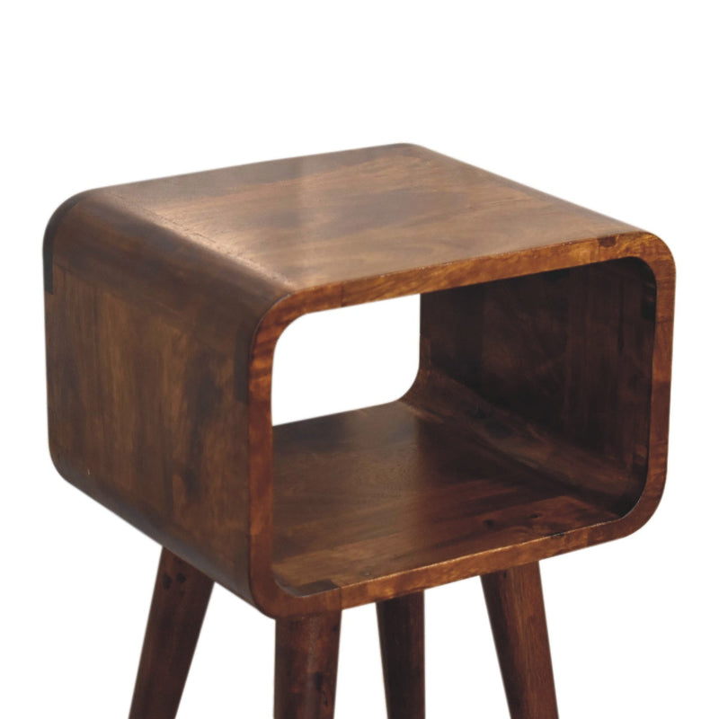 Mini Chestnut Curved Open nightstand Artisan