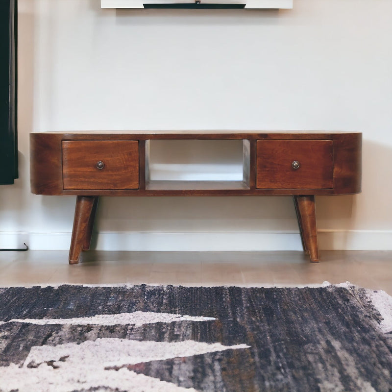 Chestnut Round Open Media Unit Artisan