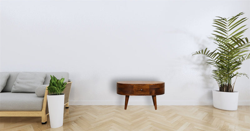 Mini Chestnut Rounded Coffee Table Artisan