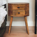Mini Oak-ish Rounded Nightstand Table