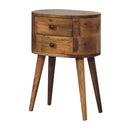 Mini Oak-ish Rounded Nightstand Table