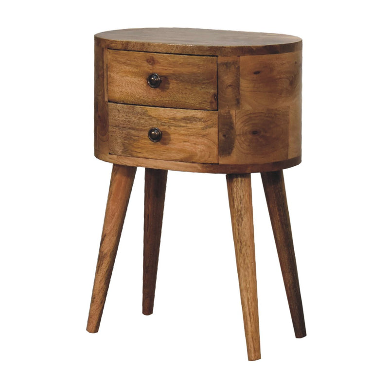 Mini Oak-ish Rounded Nightstand Table