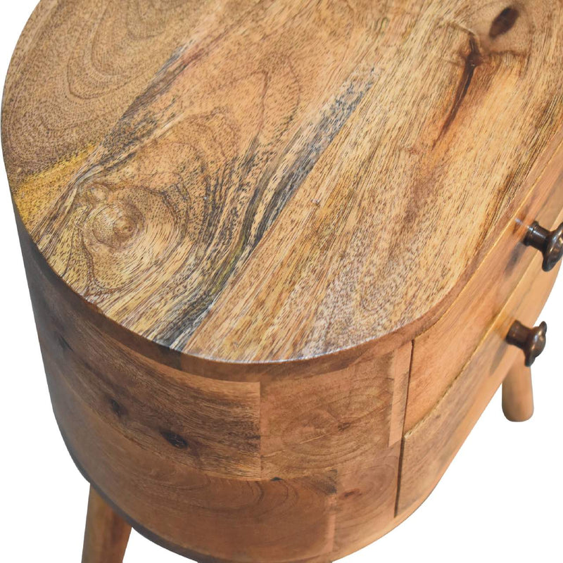 Mini Oak-ish Rounded Nightstand Table