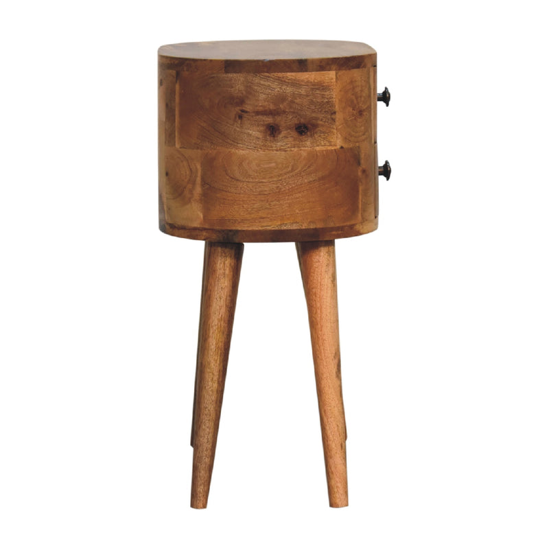 Mini Oak-ish Rounded Nightstand Table