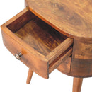 Mini Chestnut Rounded nightstand Table Artisan
