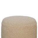 Boucle Cream Round Footstool