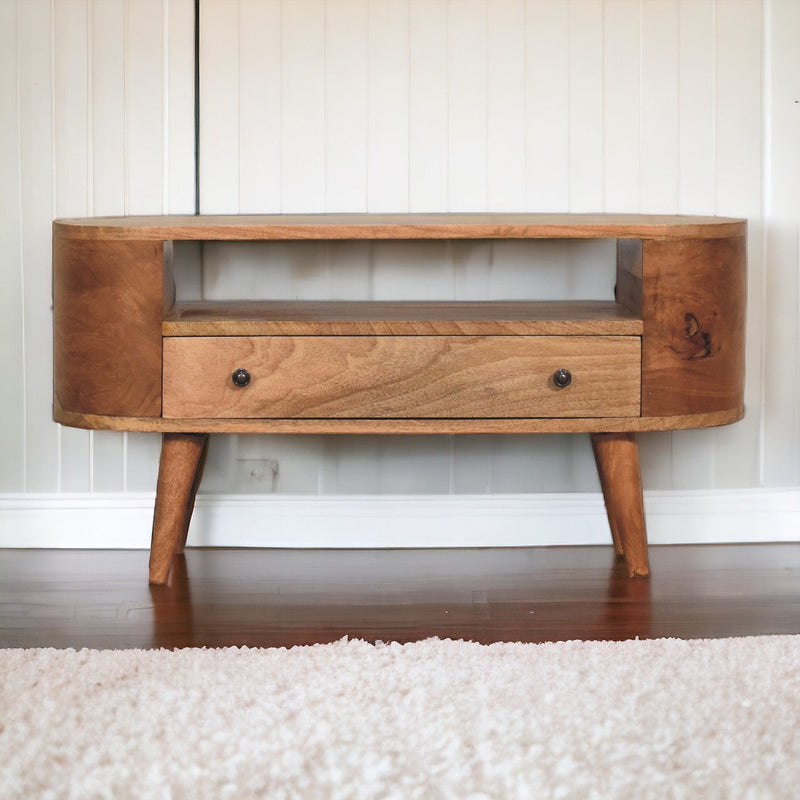 Mini Rounded Entertainment Unit w/1 Drawer Artisan
