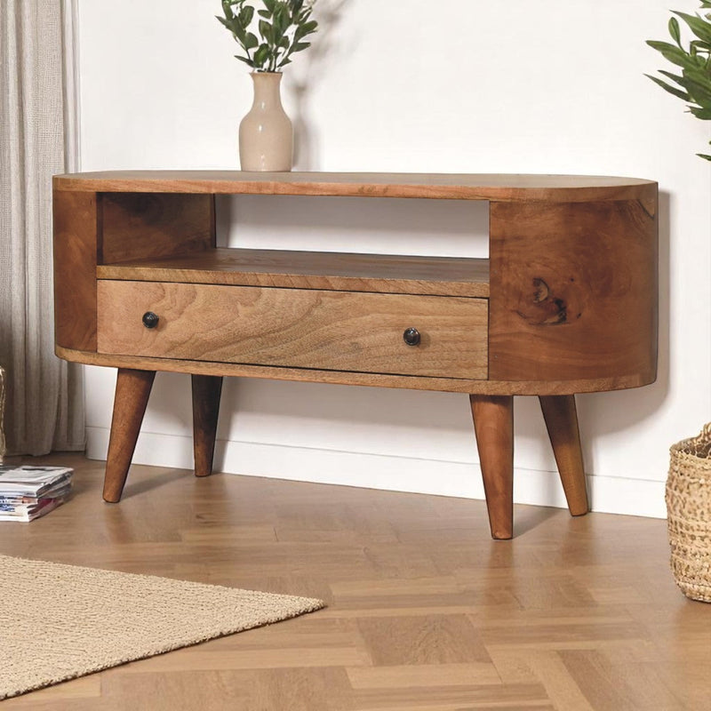 Curved Chestnut nightstand Artisan