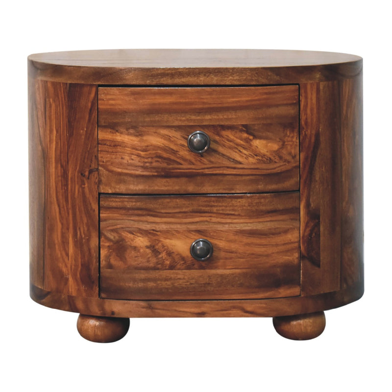 Round Honey Nightstand with Bun Feet