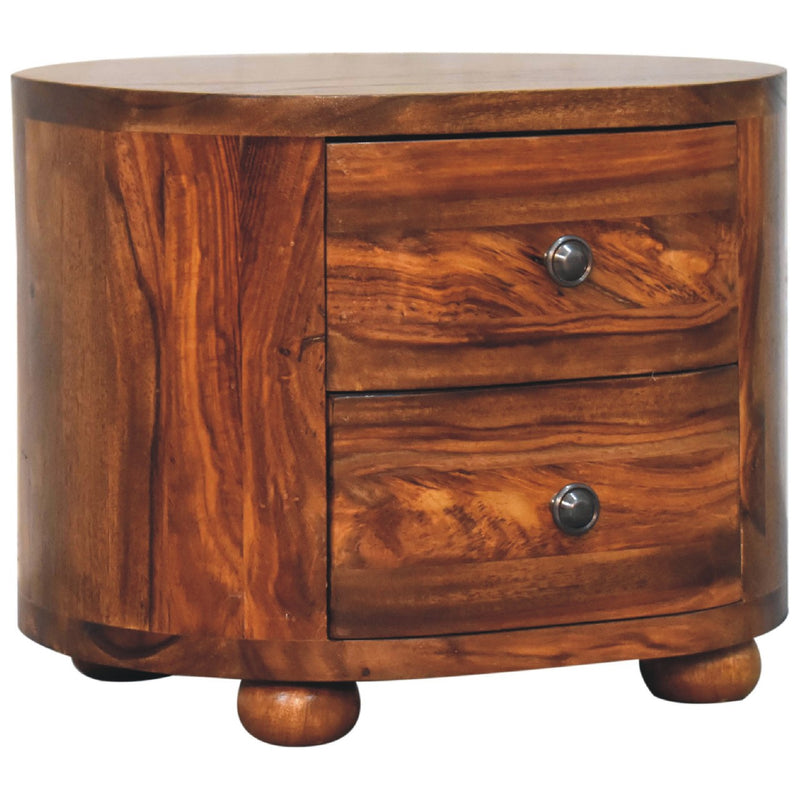 Round Honey Nightstand with Bun Feet