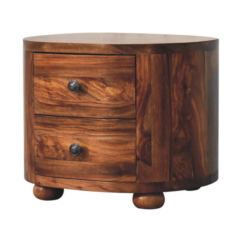 Round Honey Nightstand with Bun Feet