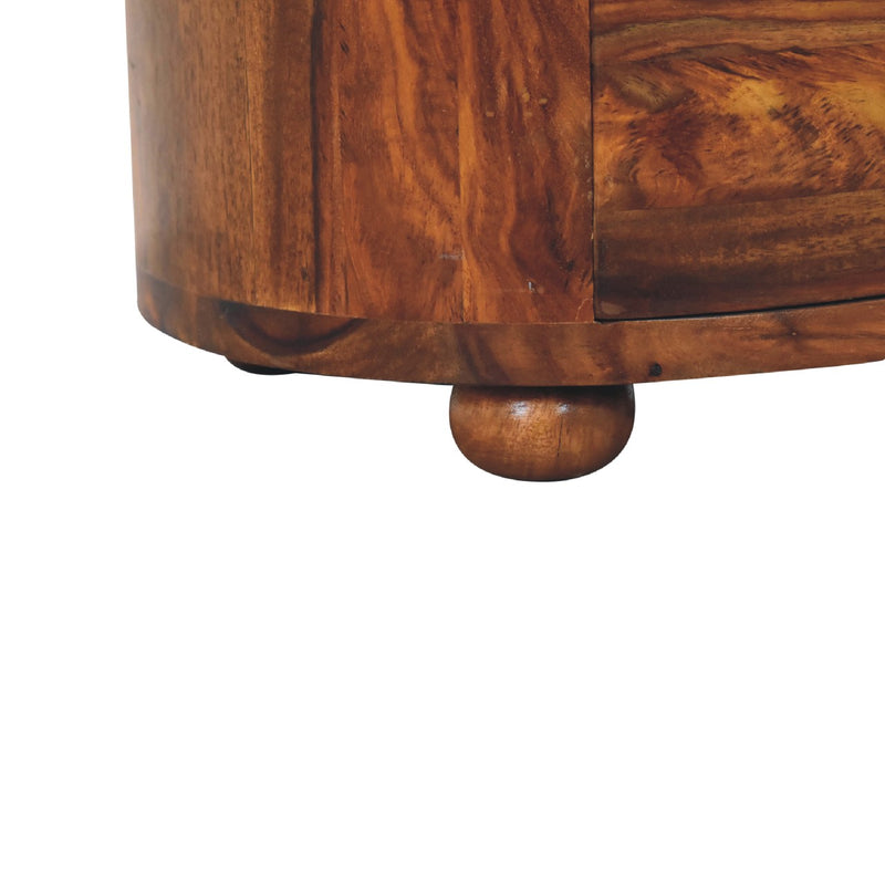 Round Honey Nightstand with Bun Feet