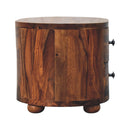 Round Honey Nightstand with Bun Feet