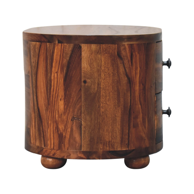 Round Honey Nightstand with Bun Feet