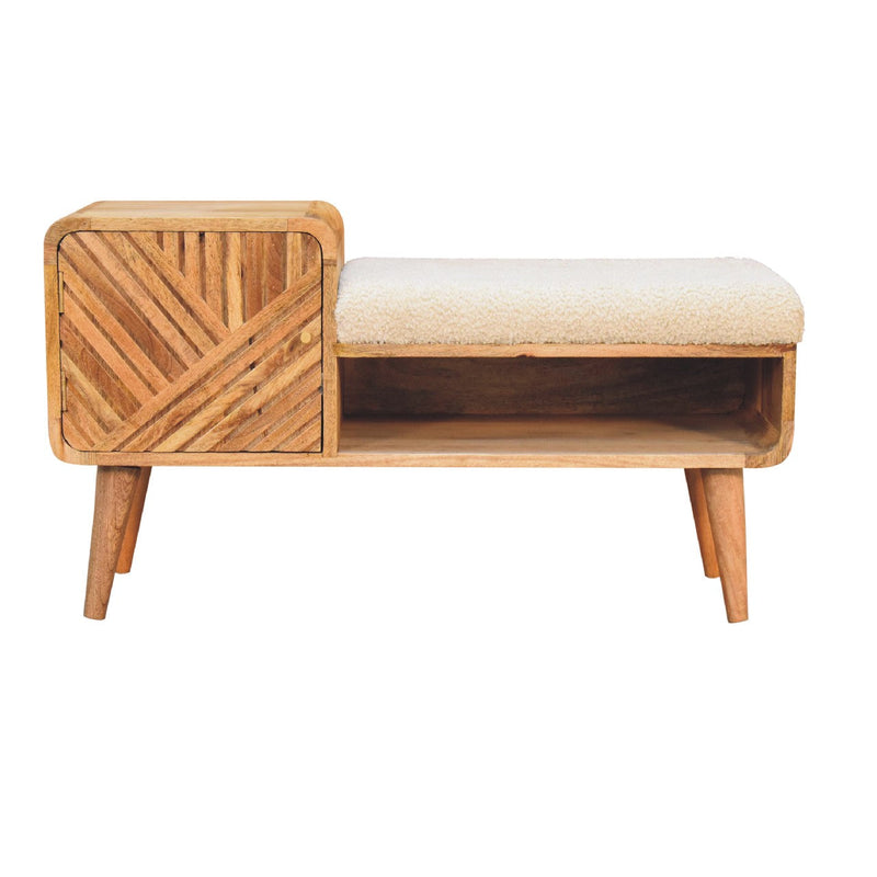 Boucle Carved Telephone Table Bench Artisan