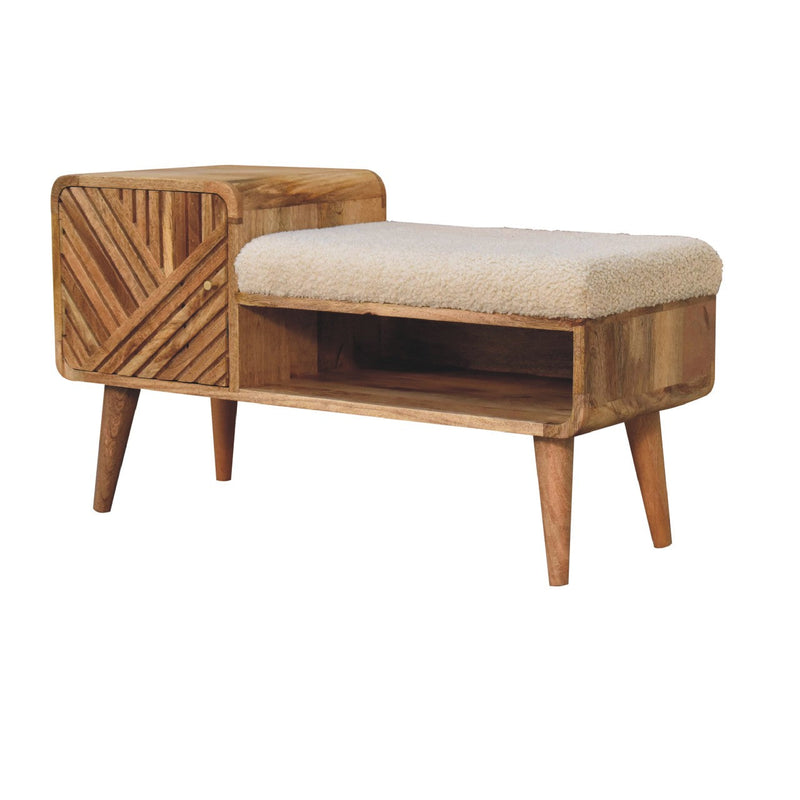 Boucle Carved Telephone Table Bench Artisan