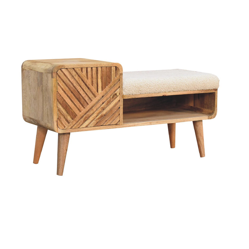 Boucle Carved Telephone Table Bench Artisan