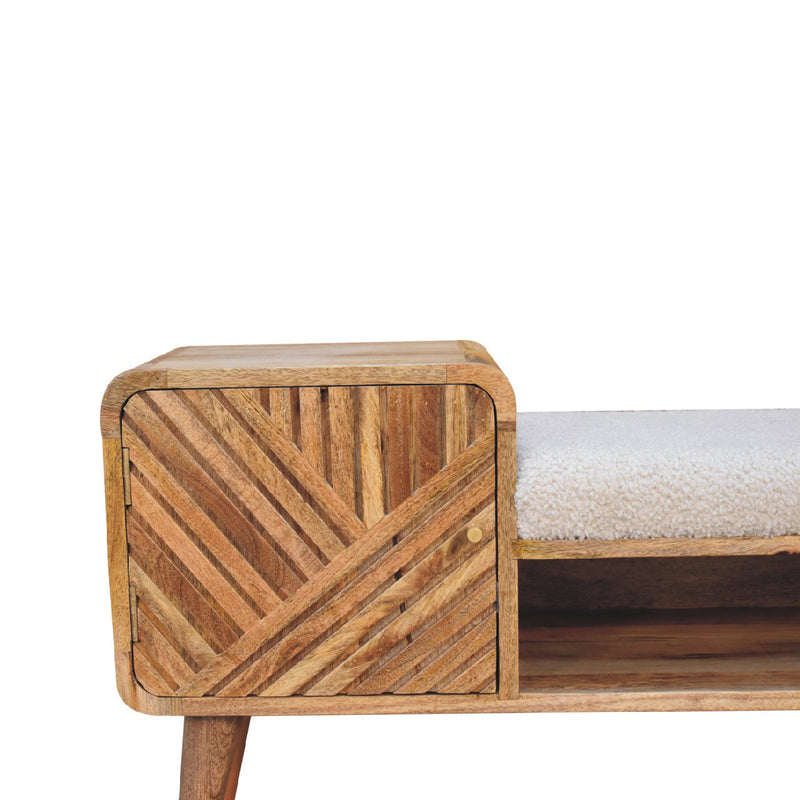 Boucle Carved Telephone Table Bench Artisan