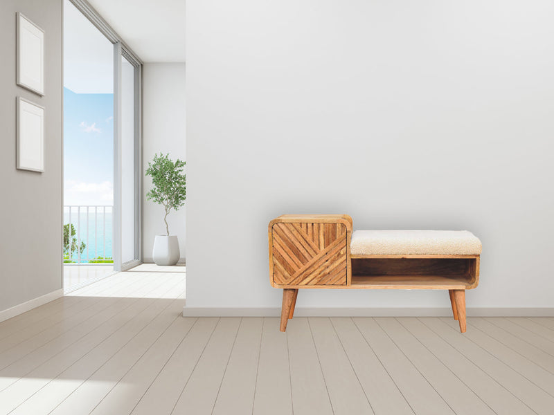 Boucle Carved Telephone Table Bench Artisan