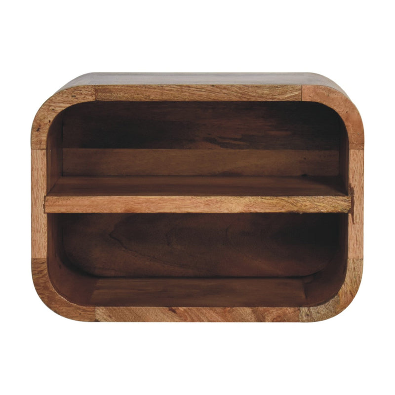 Oak-ish Floating Open Curve Nightstand Artisan