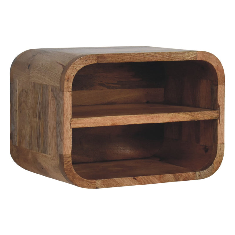 Oak-ish Floating Open Curve Nightstand Artisan
