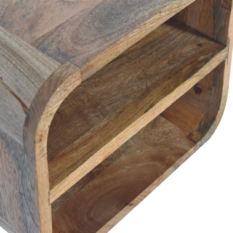 Oak-ish Floating Open Curve Nightstand Artisan