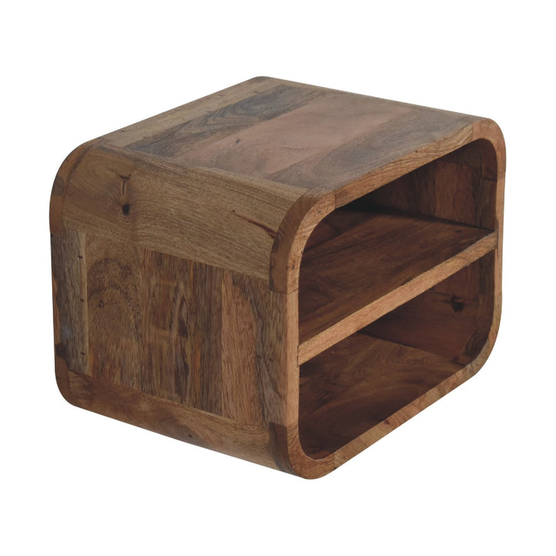 Oak-ish Floating Open Curve Nightstand Artisan