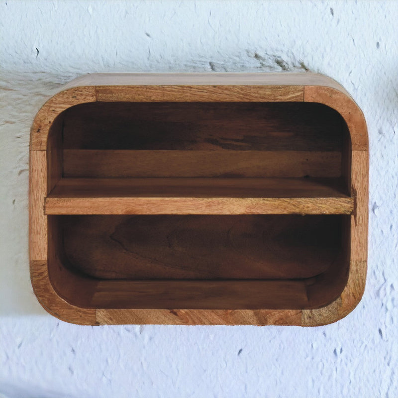 Oak-ish Floating Open Curve Nightstand Artisan