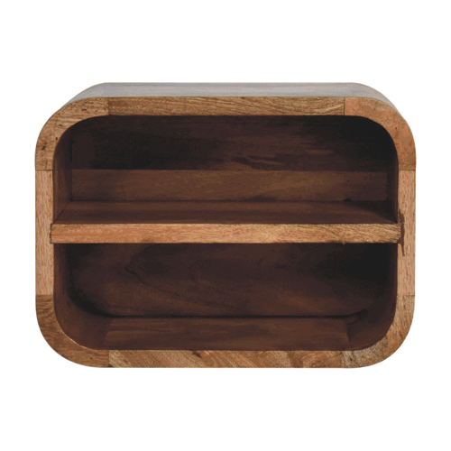Oak-ish Floating Open Curve Nightstand Artisan