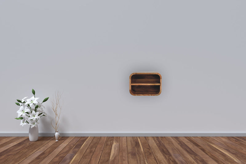 Oak-ish Floating Open Curve Nightstand Artisan