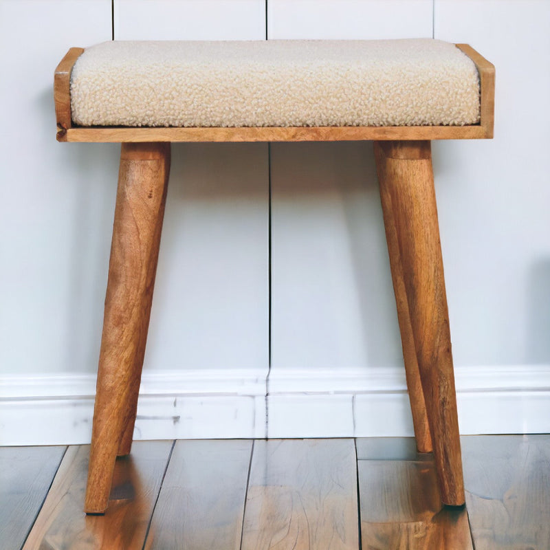 Boucle Cream Tray Style Footstool Artisan