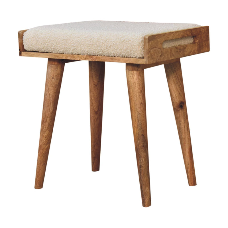 Boucle Cream Tray Style Footstool Artisan